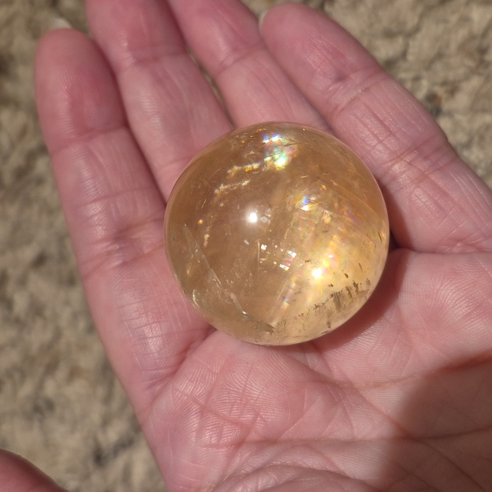 Super Sparkly Honey Calcite 1.5 Inch Sphere